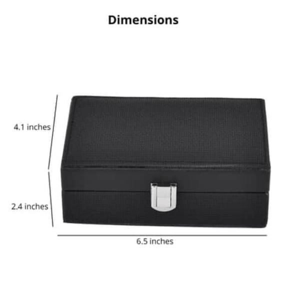 NEW Black Woven Embossed Faux Leather Jewelry Box with Mirror - Picture 9 of 9